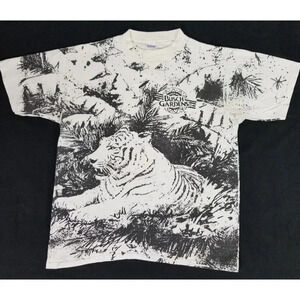 Vintage 90's BUSCH GARDENS Tiger All Over Print Souvenir T-Shirt "One Size Tag"